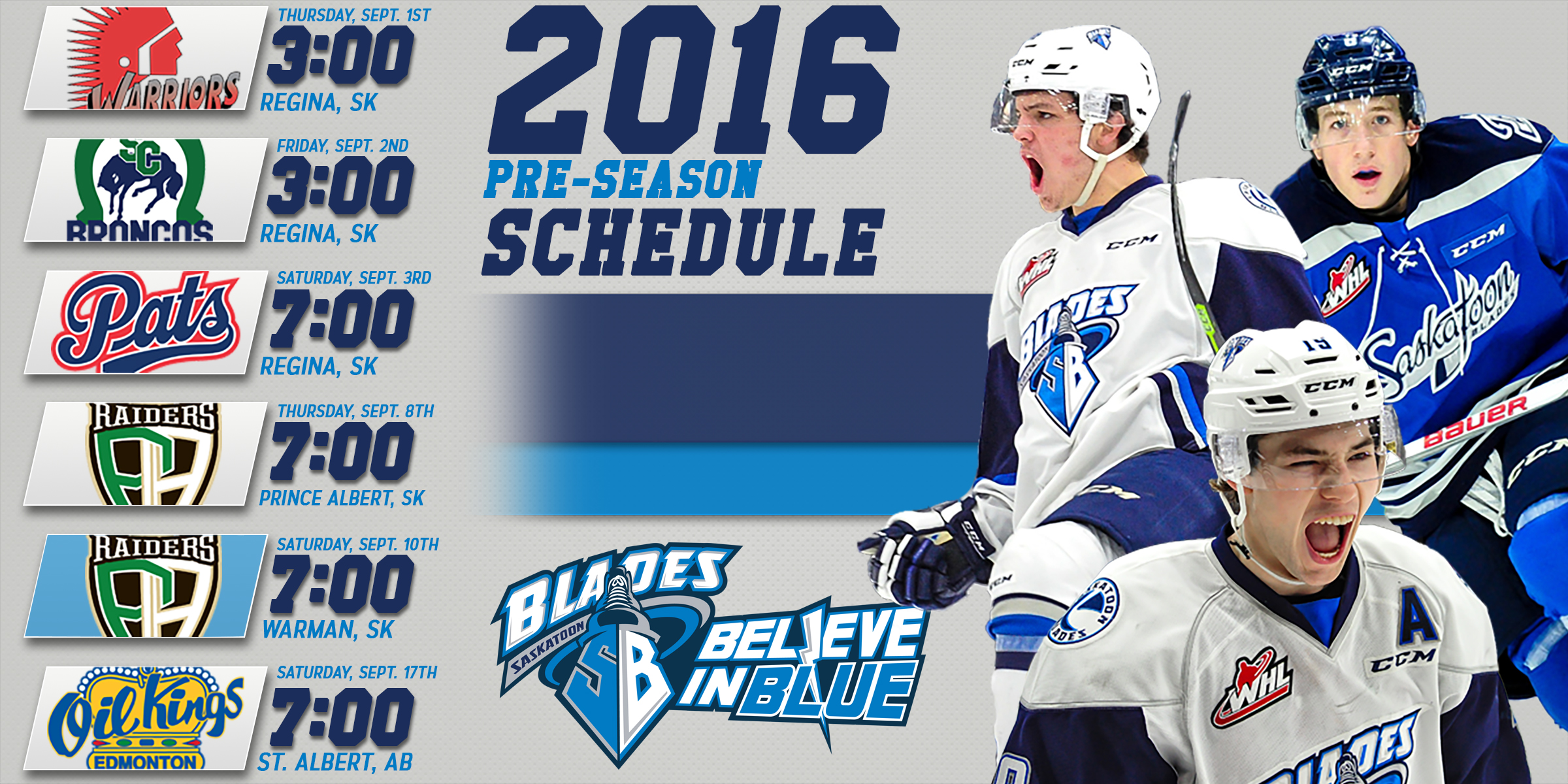 Blades PreSeason Schedule Released Saskatoon Blades