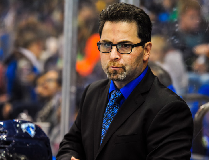 The Saskatoon Blades host the Prince Albert Raiders in Saskatoon's season home opener at the Credit Union Centre, Saskatoon SK. September 20, 2014