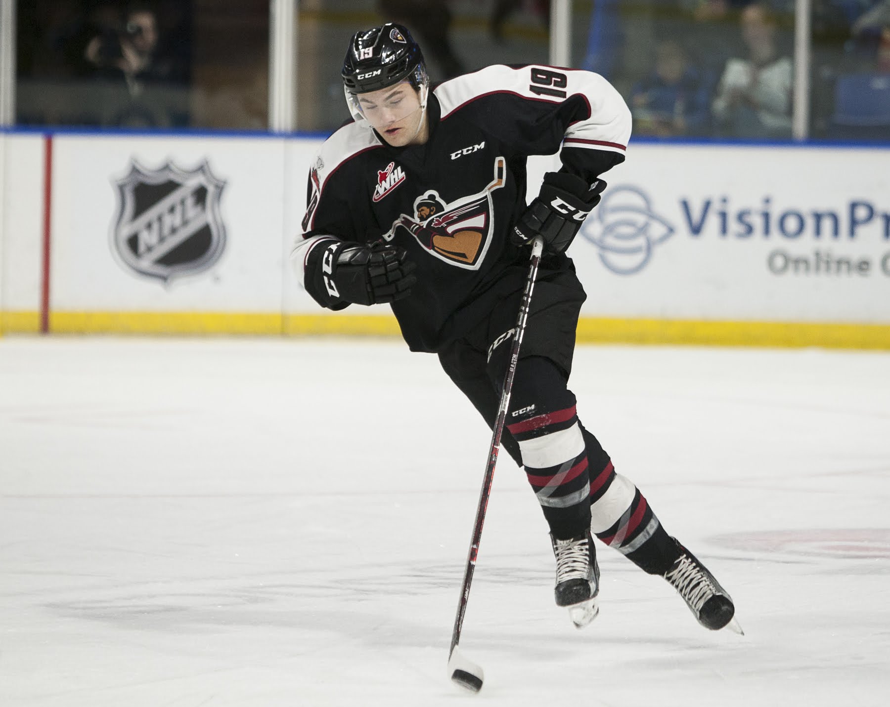 Dawson Holt takes the puck for a skate