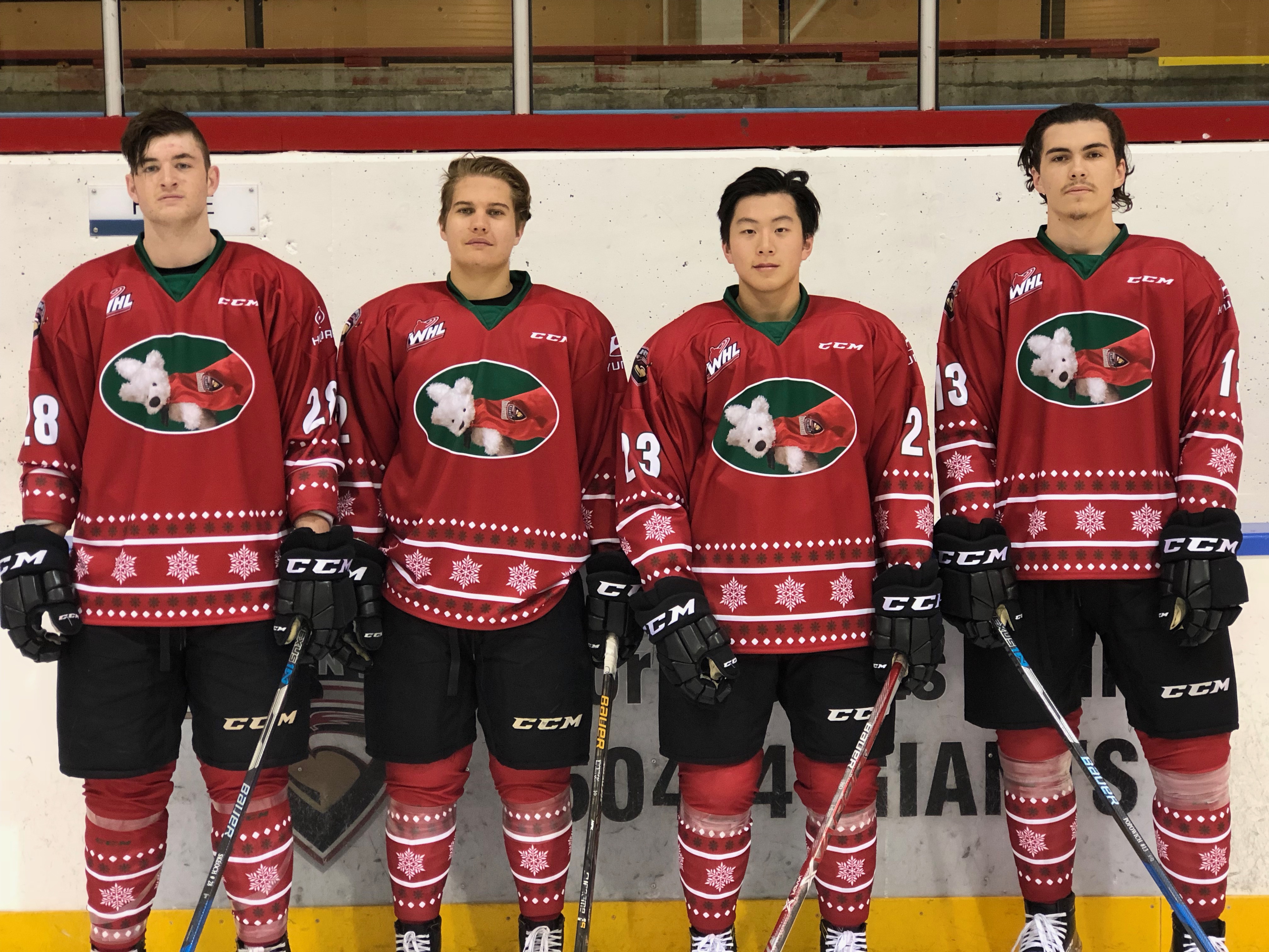The Vancouver Giants 2017 Teddy Bear Toss jerseys are on display.