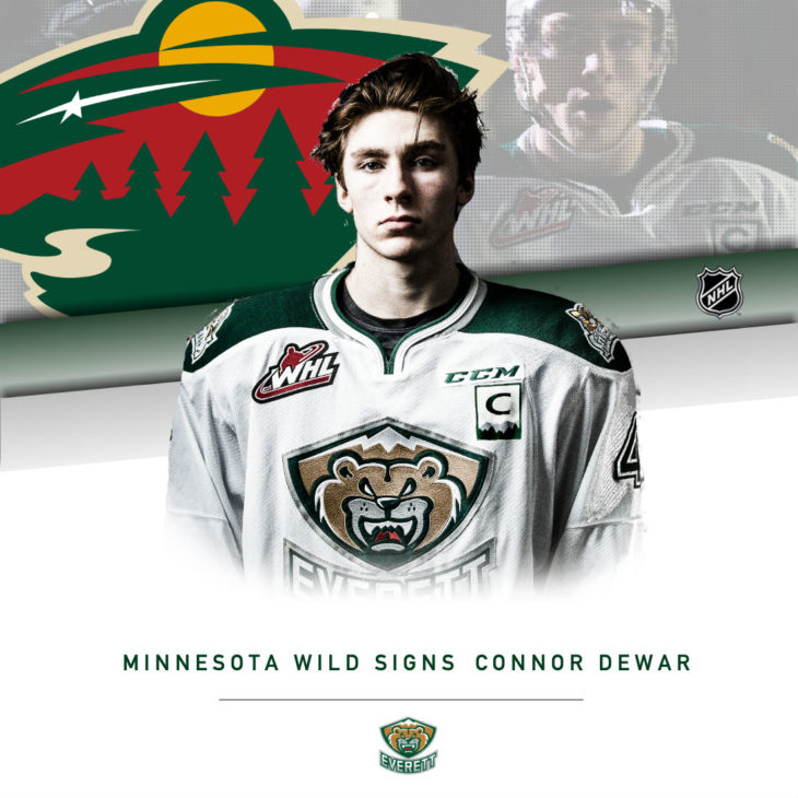 Signed Dewar Minnesota Wild Everett Silvertips