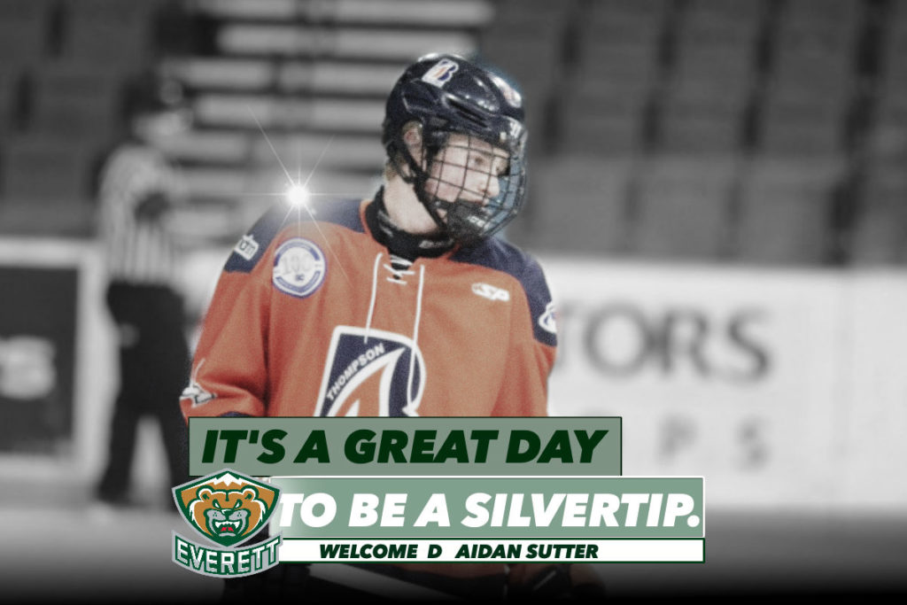 Signed Aidan Sutter Whl Spa Everett Silvertips