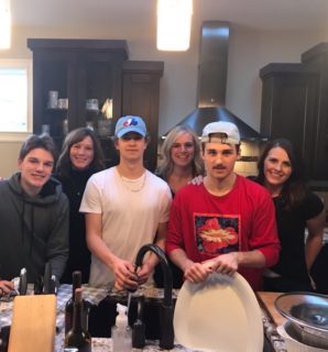 Thanksgiving dinner with Ty Nash, billet mom Shannon Stewart, Chase Wheatcroft, Kristen DeMone, Noah Boyko, and billet mom Kerri Lynn Vanderberg.