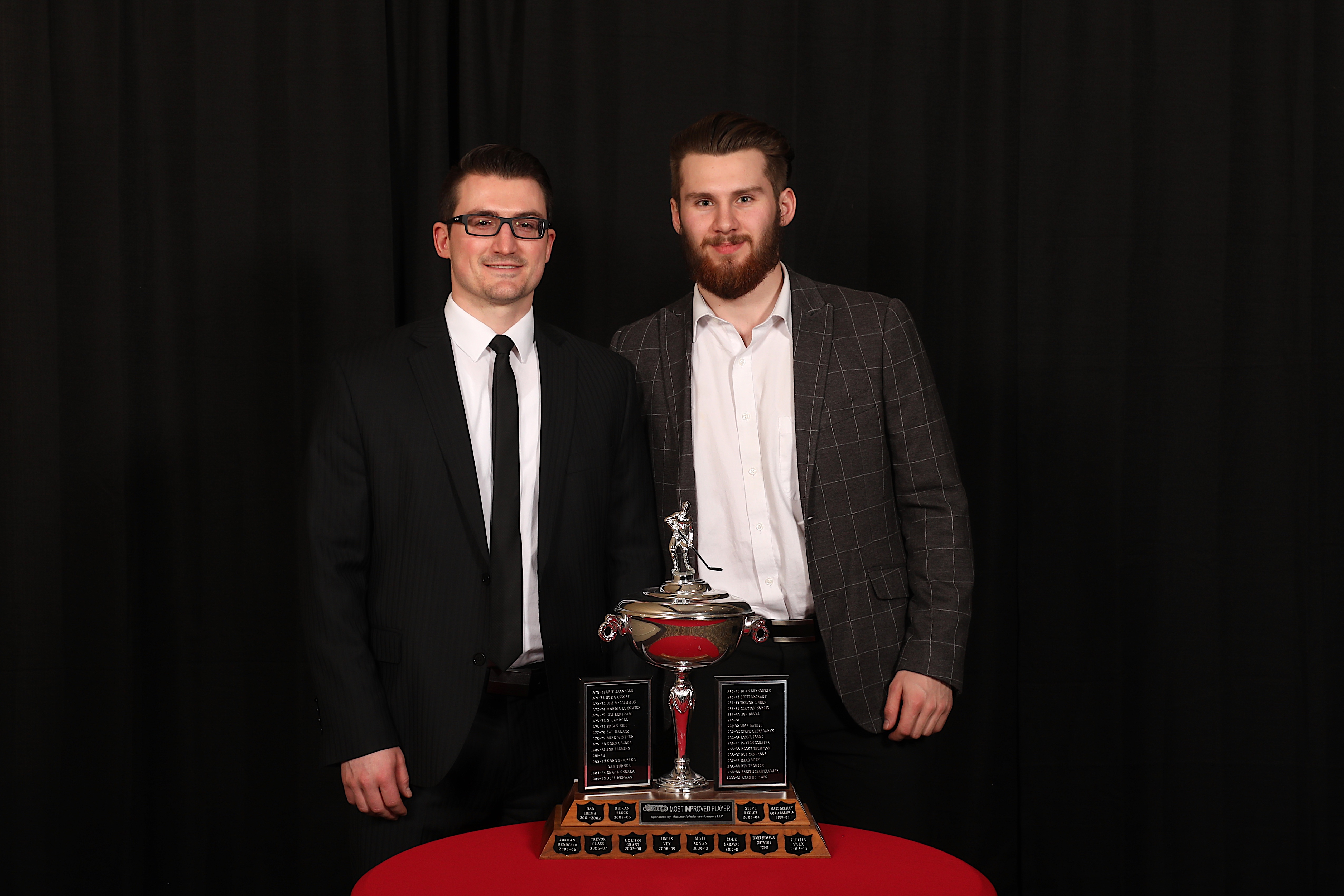 AC Joe Frazer presented the MacLean Wiedemann Lawyers LLP Most Improved Player to Ryan Jevne