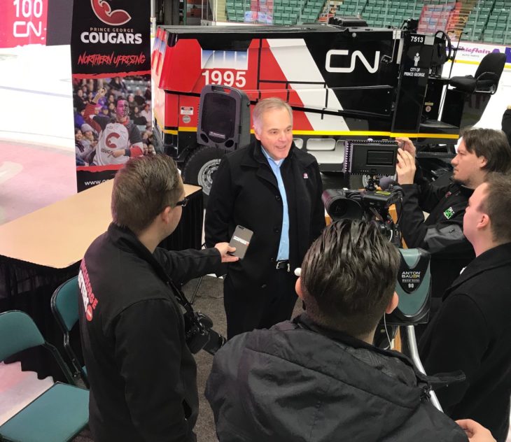 Cougars' Vice President, Business Andy Beesley speaks to the local media at Wednesday's press conference.