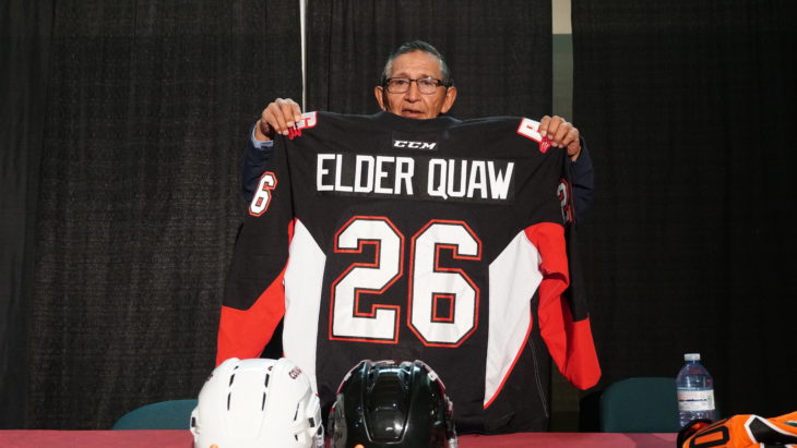 LTFN Elder Clifford Quaw with his special 26 Cougars jersey.