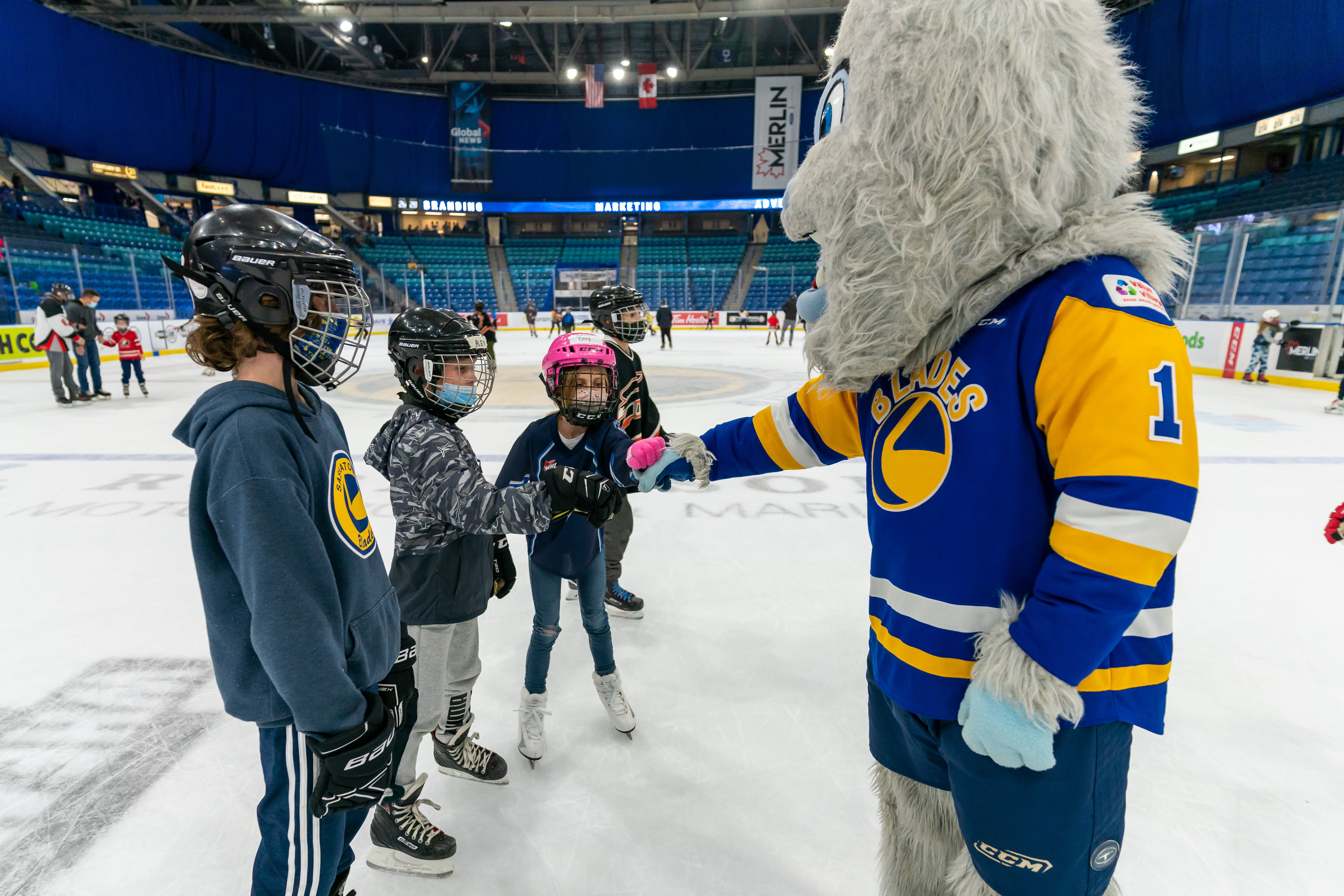 The Saskatoon Blades host the Regina Pats at Sask Tel Centre in Saskatoon, Saskatchewan, Canada, October 24, 2021