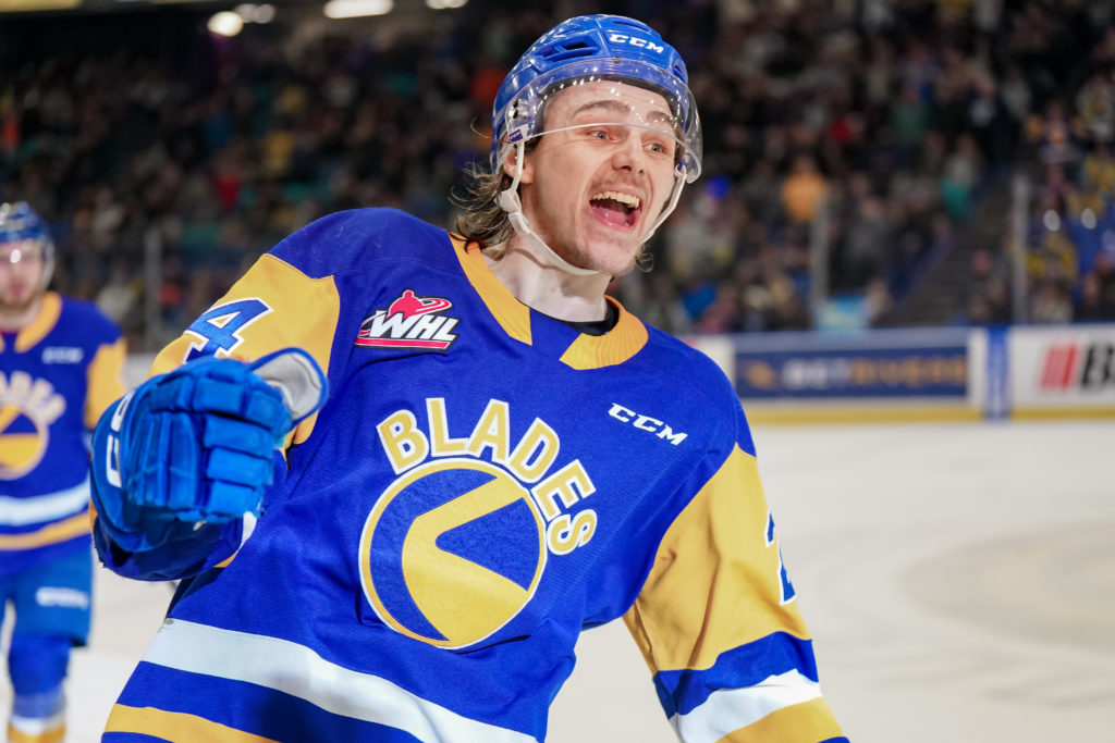 The Saskatoon Blades vs the Red Deer Rebels at Sask Tel Centre in Saskatoon, Saskatchewan, Canada, April 21, 2023