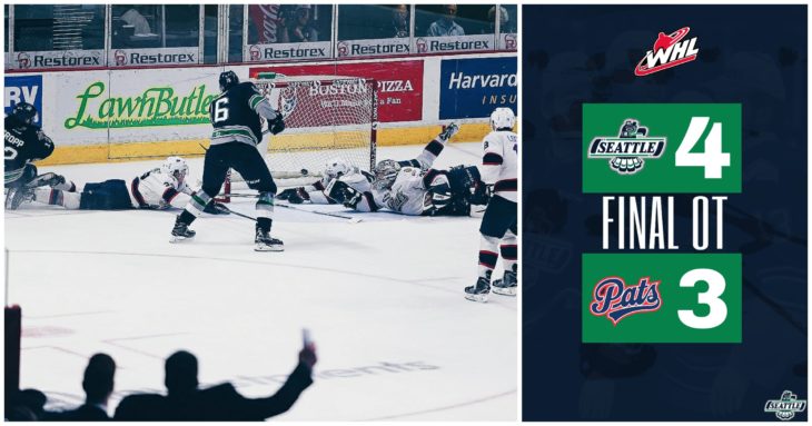 This Alexander True goal graphic by Jade Gilson, a junior at Kentlake High School, was used on the T-Birds social media platforms during the YouTube broadcast of Game 6 of the 2017 WHL Championship.