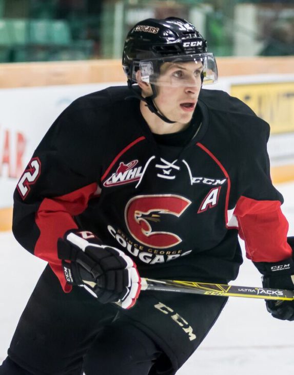 Jansen Harkins skating as a member of the Cougars in the 2016-17 season.