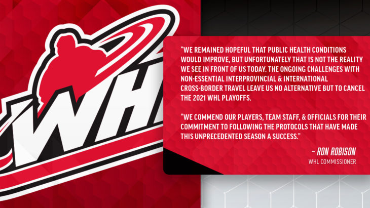 WHL announces 2020-21 Season to conclude following Regular Season