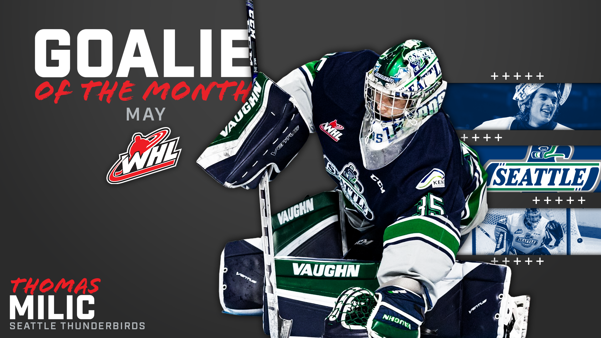 Thunderbirds netminder Milic named WHL Goaltender of the Month ...